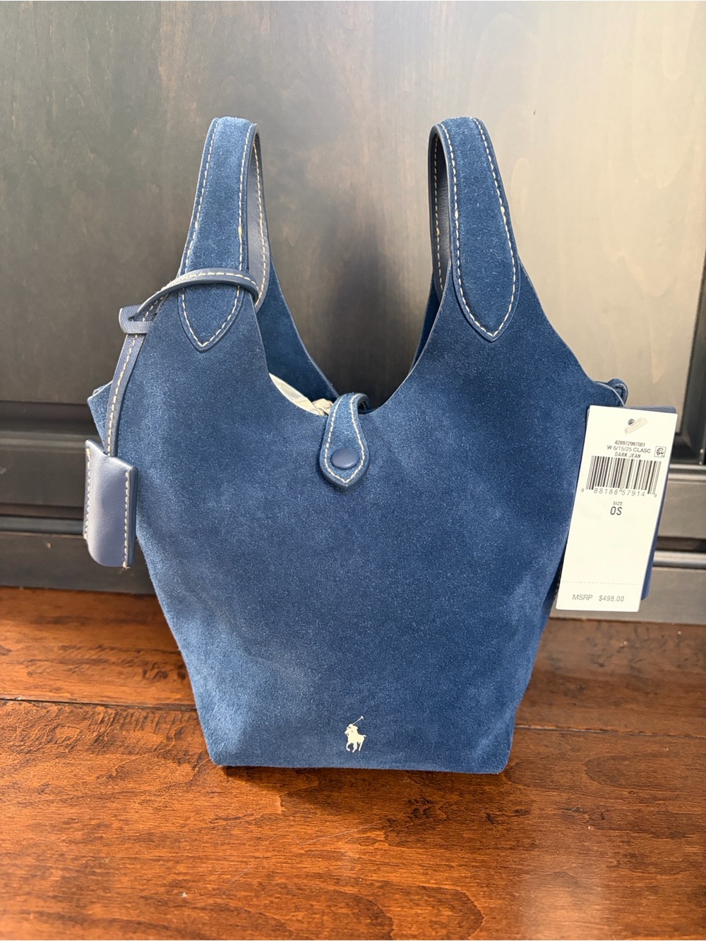 Blue suede small Polo Play Bag